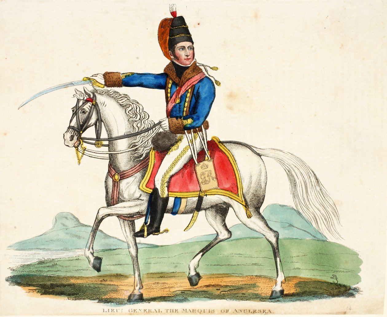 Generálporučík Markýz z Anglesea, hospoda. od Richarda Evanse, engr Romney, ilustrace z Historický popis bitvy u Waterloo od Williama Mudforda, 1816 od English School