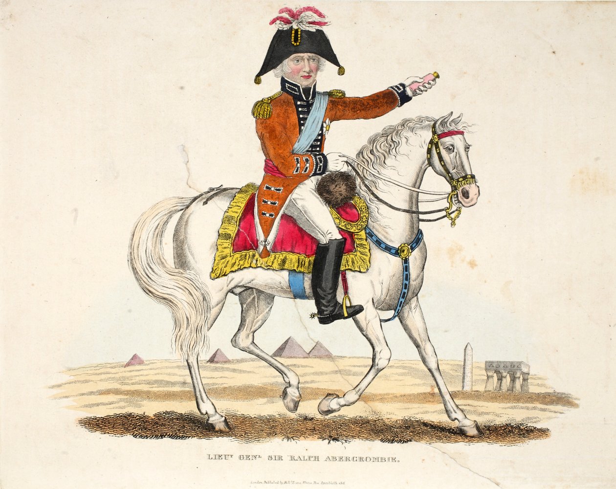 Generálporučík Sir Ralph Abercrombie, hospoda od Richarda Evanse, vyryl Romney, ilustrace z An Historical Account of the Battle of Waterloo od Williama Mudforda, 1816 od English School