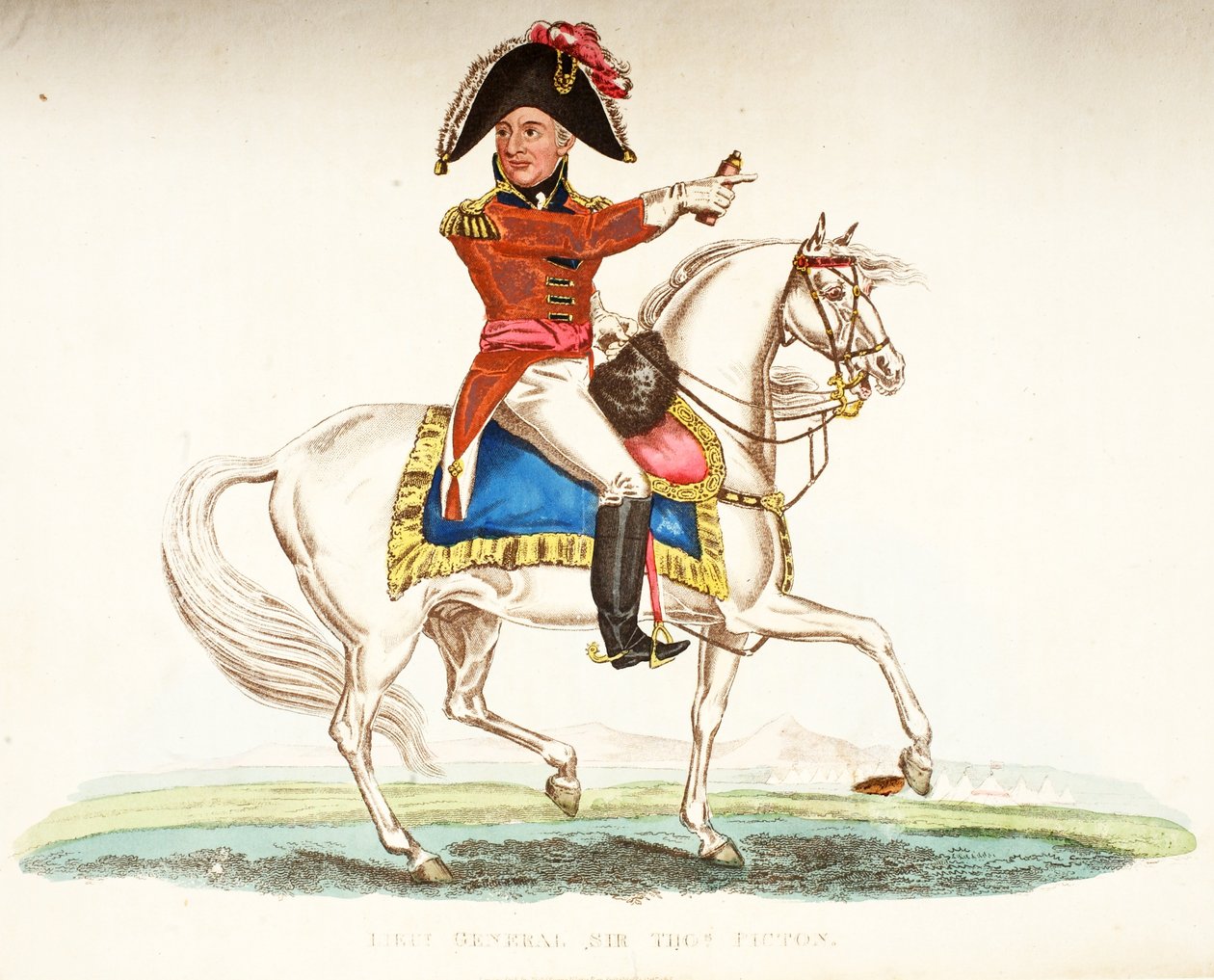 Generálporučík Sir Thomas Picton, hospoda. od Richarda Evanse, engr Romney, ilustrace z Historický popis bitvy u Waterloo od Williama Mudforda, 1816 od English School