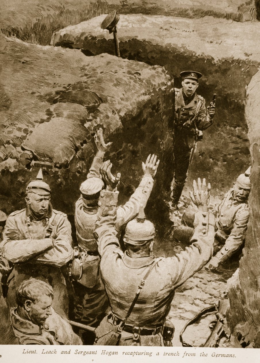 Poručík Leach a seržant Hogan dobývají zákop od Němců, 1914-19 od English School
