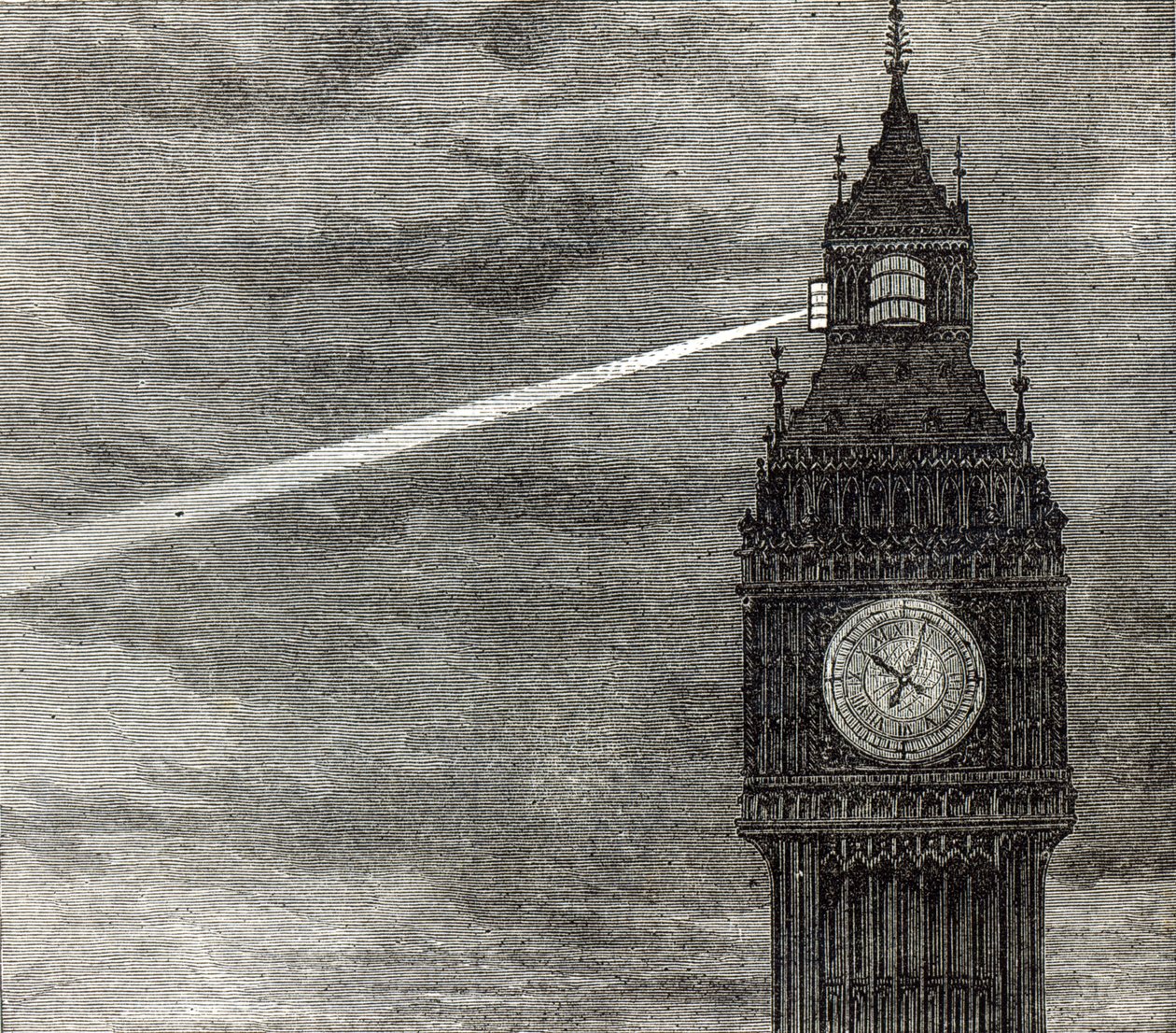 Světlo na Clock Tower, Houses of Parliament z The Illustrated London News, 16. srpna 1873 od English School