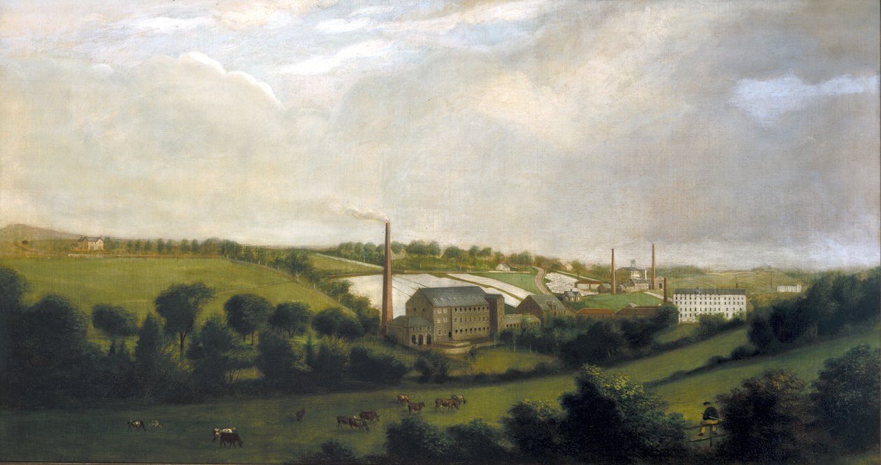 Mlýn na prádlo v Chapelizod, poblíž Lucan, Dublin, Irsko, c.1840 od English School