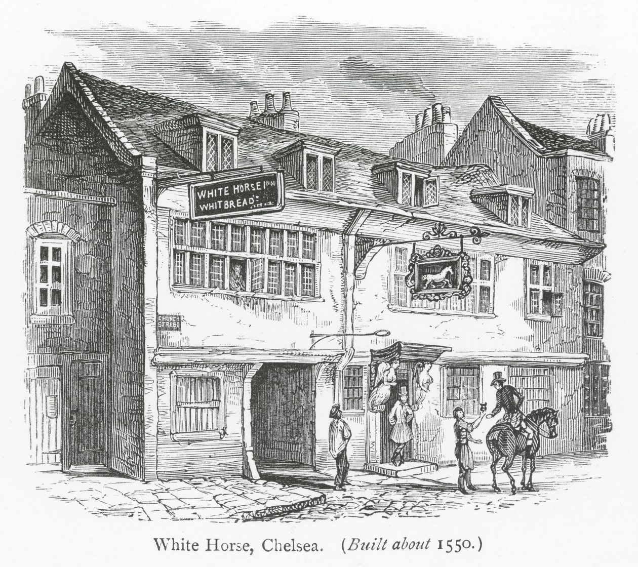 Londýnské kluby: White Horse, Chelsea (rytina) od English School