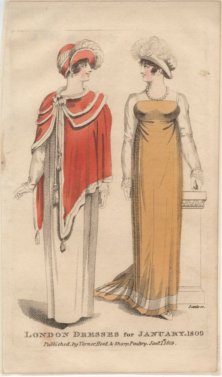 Londýnské šaty pro leden 1809, 1809 od English School
