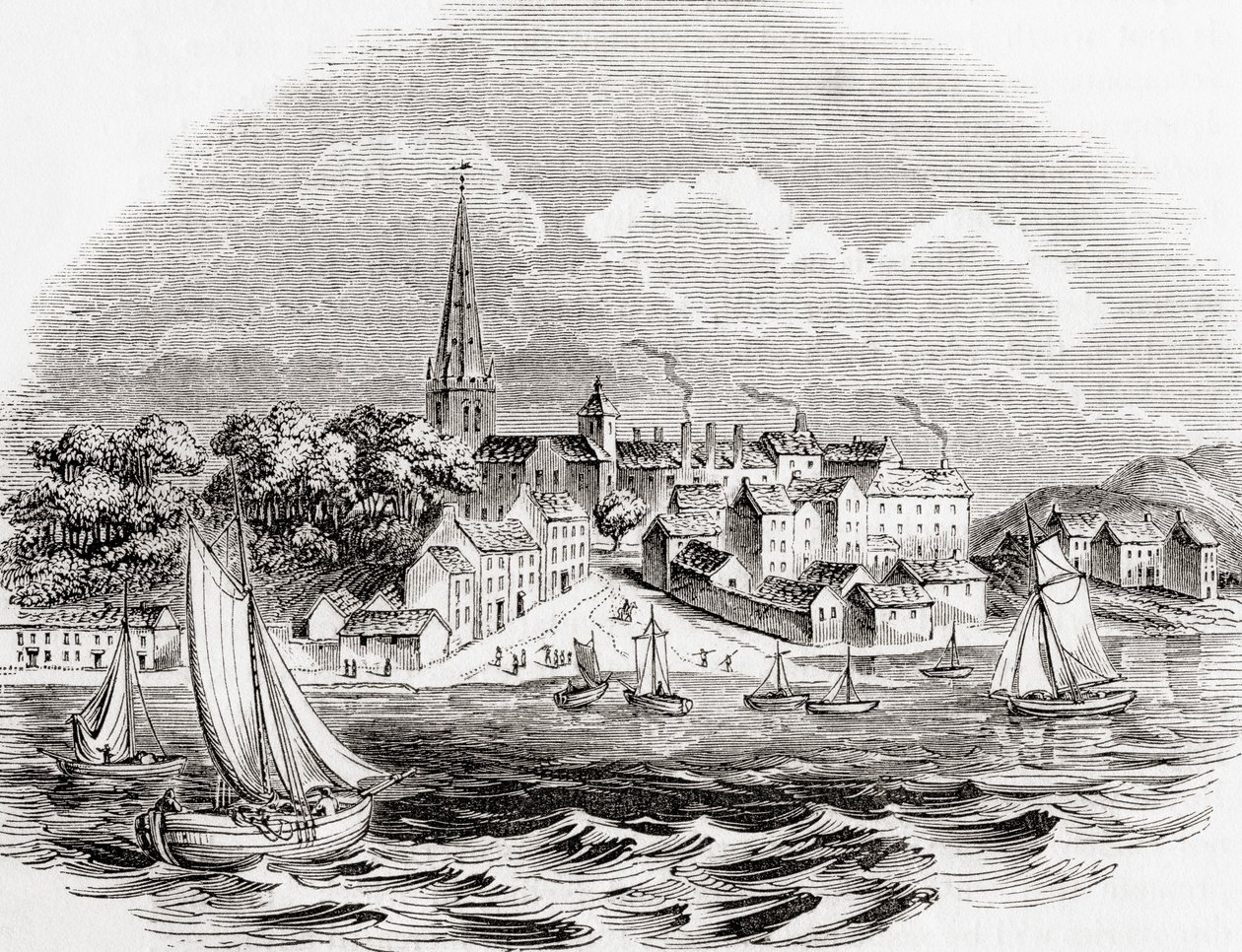 Londonderry, Severní Irsko, ze staré Anglie: z knihy Oldderly: A Pictorial Museum, pub. 1847 od English School