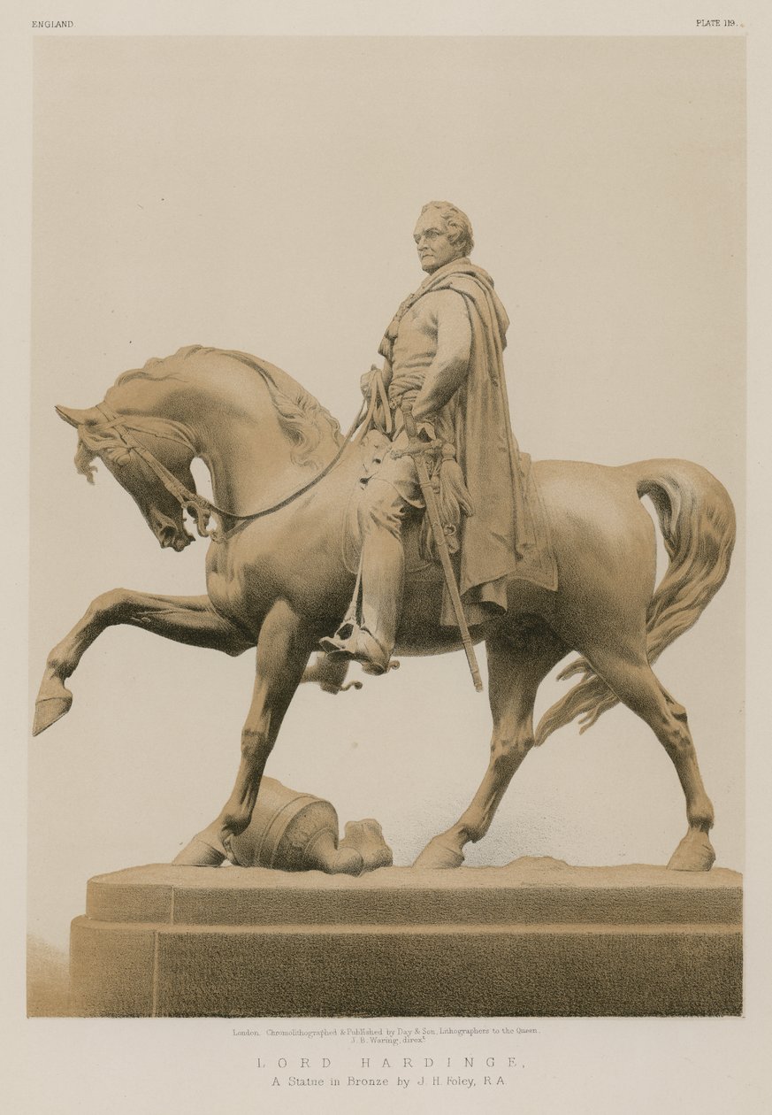Lord Hardinge, bronzová socha od J. H. Foleyho, R A (chromolit) od English School