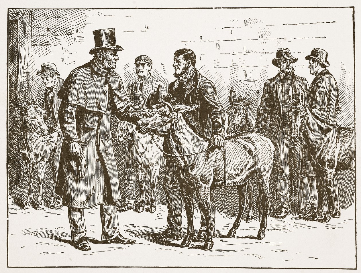 Lord Shaftesbury kontroluje výstavu oslů, ilustrace z anglikánské církve: Spence-Jones, vyd. cca 1910 (sépiová fotografie). od English School