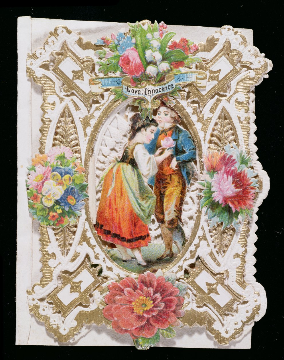 Love, Innocence, Valentine card, c.1870 (barevné lito na papíře) od English School