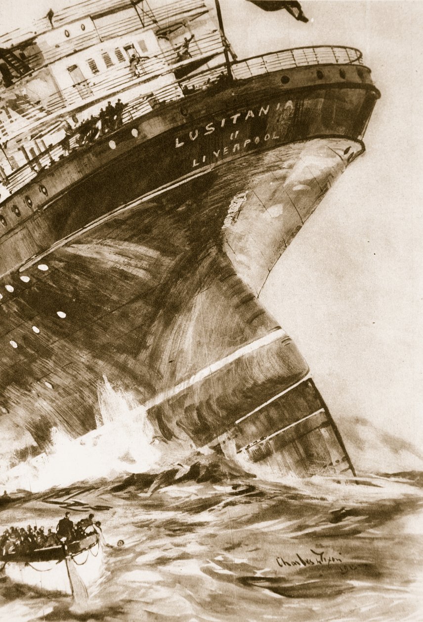 Lusitania, 1914-19 od English School