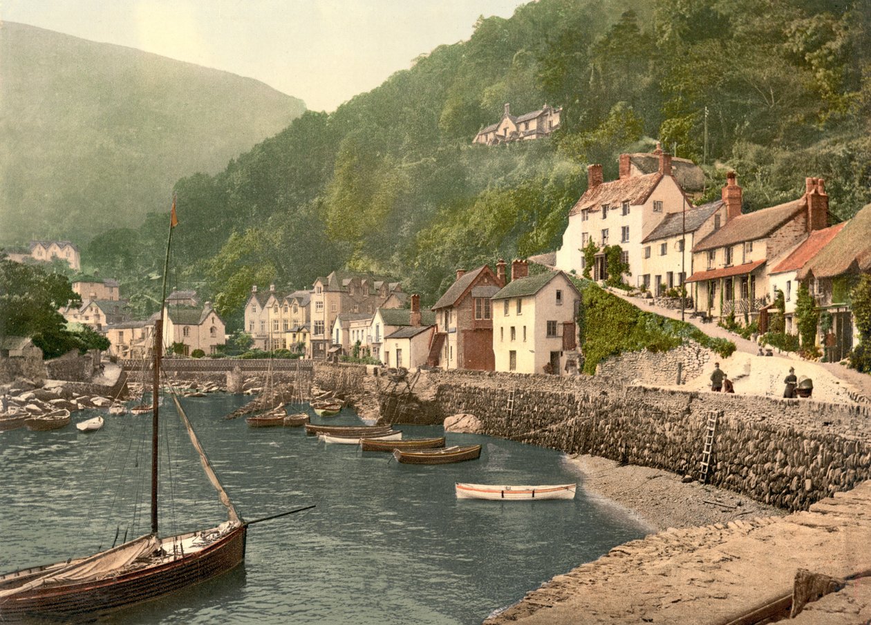 Lynmouth Harbour (ručně kolorovaná fotografie) od English School