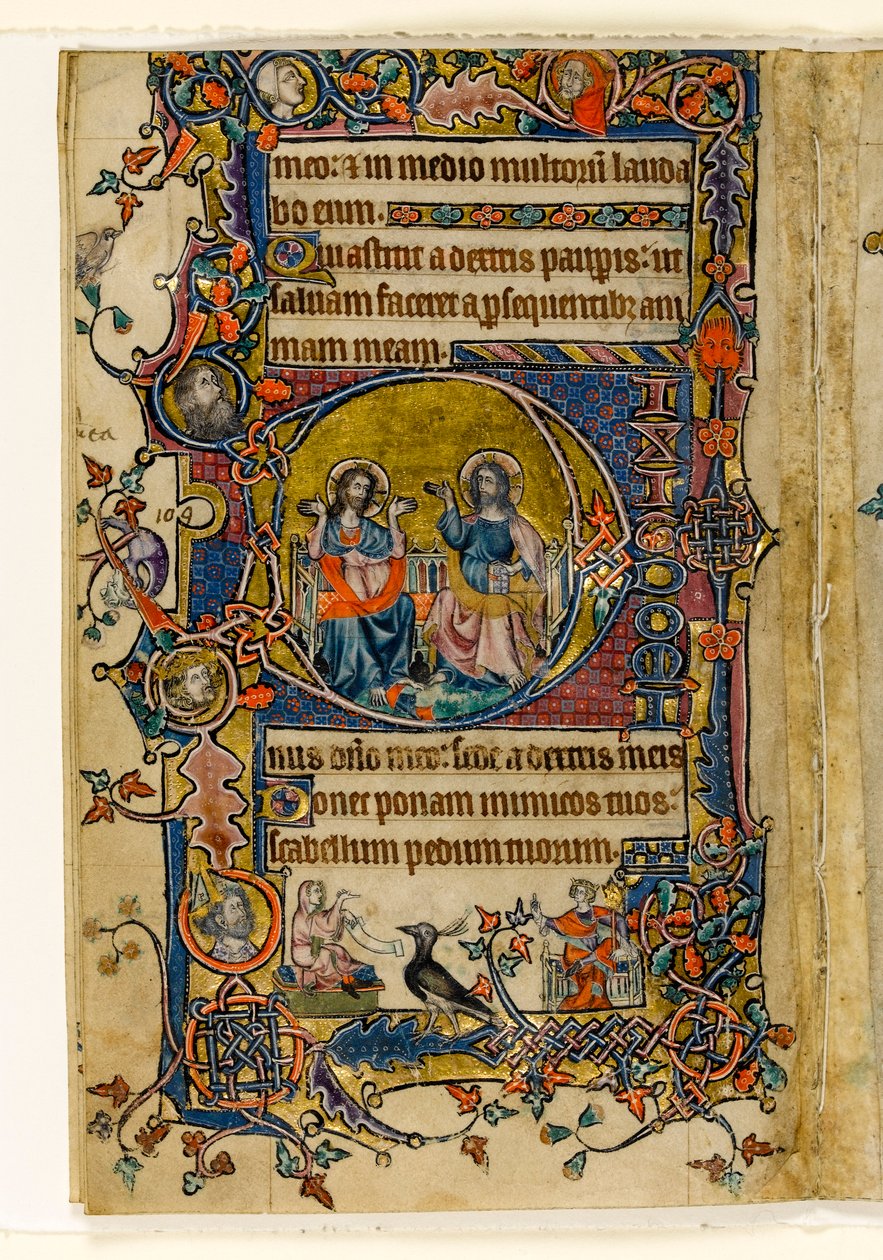 MS 1-2005, fol. 161v: Otec a Syn, historizovaná iniciála z Macclesfieldského žaltáře, Use of Sarum, Východní Anglie, cca 1330 od English School
