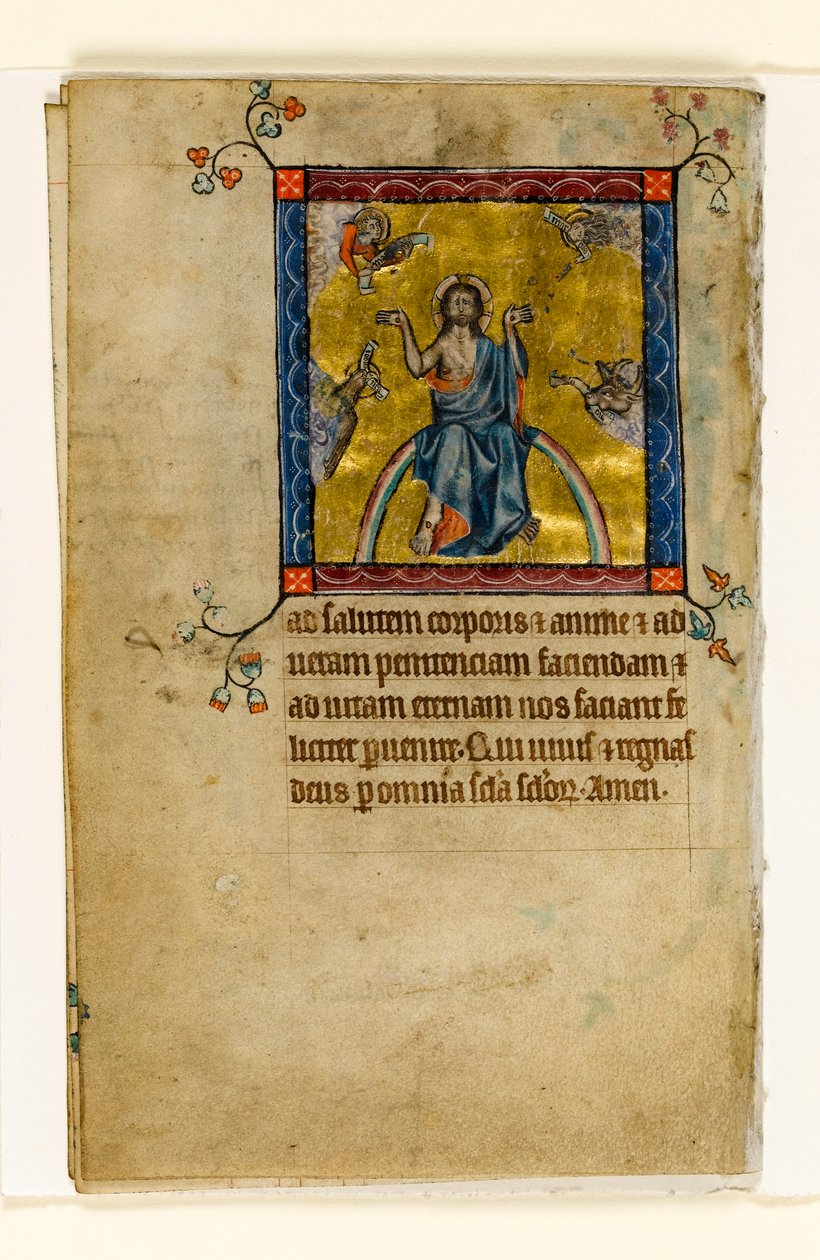 MS 1-2005, fol. 8v: Christ in Judgement, miniatura z Macclesfieldského žaltáře, Use of Sarum, East Anglia, c.1330 od English School