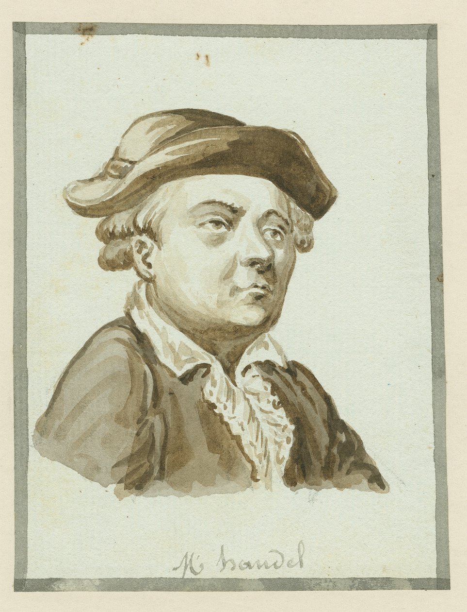 M. Handel, polovina 19. století (tuš na papíře) od English School