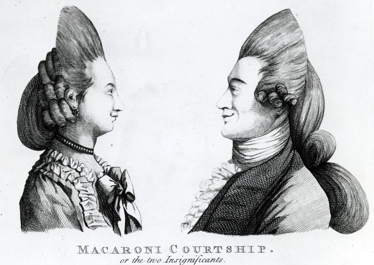 Makaronové námluvy, aneb dva bezvýznamní, publikoval M. Darly, 1772 (mezzotinta) od English School