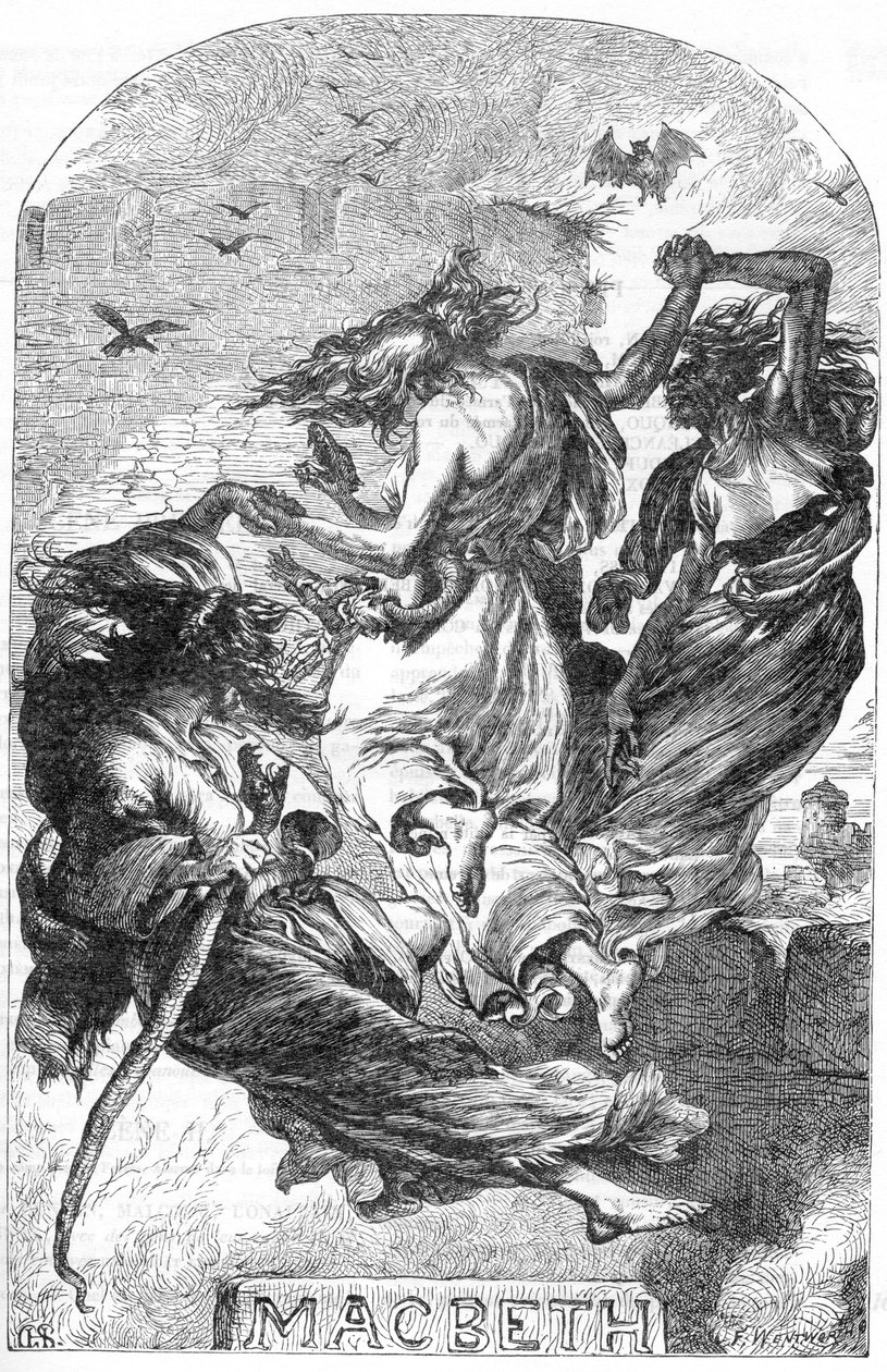Macbeth – Ilustrace v “” Completes de William Shakespeare”” 1866 - Ilustrace a obecná forma tohoto vydání jsou vypůjčeny z Cassellova ilustrovaného Shakespeara, vydaného v Londýně od English School
