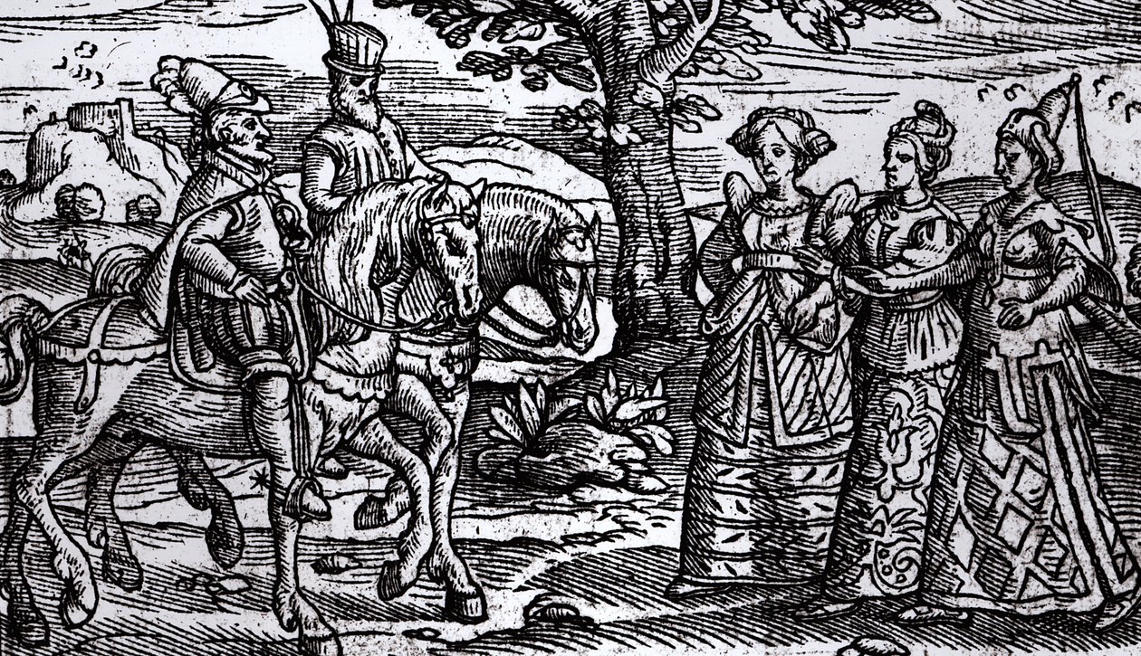 Macbeth, Banquo a tři čarodějnice, Historie Skotska, 1577, od English School