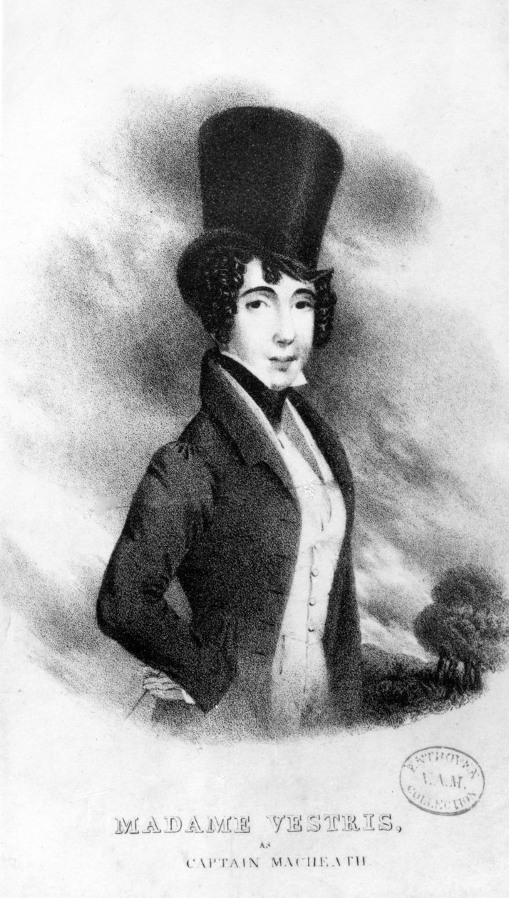 Madame Vestris jako kapitán MacHeath, 1833 od English School
