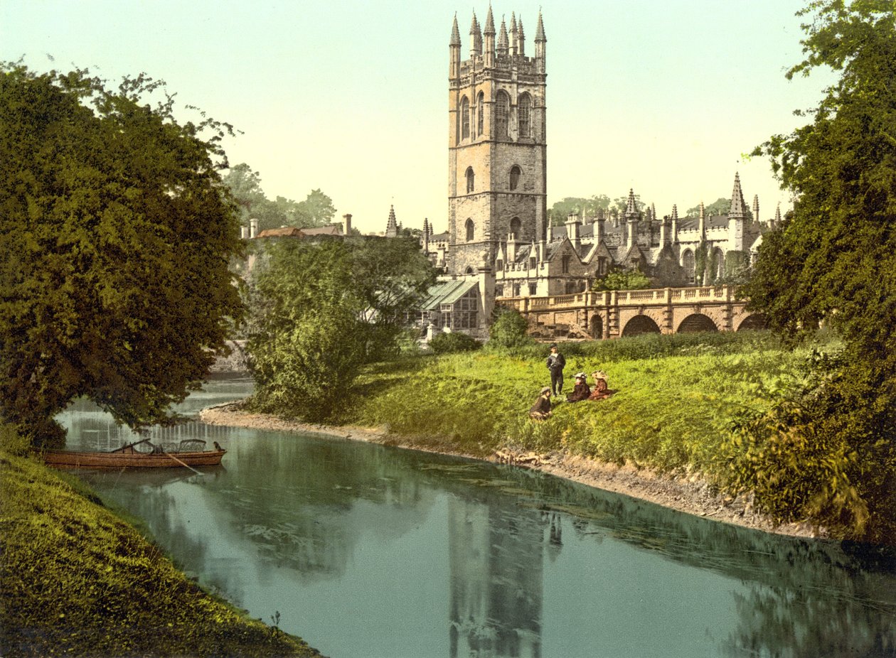 Magdalen Tower, Oxford (ručně kolorovaná fotografie) od English School