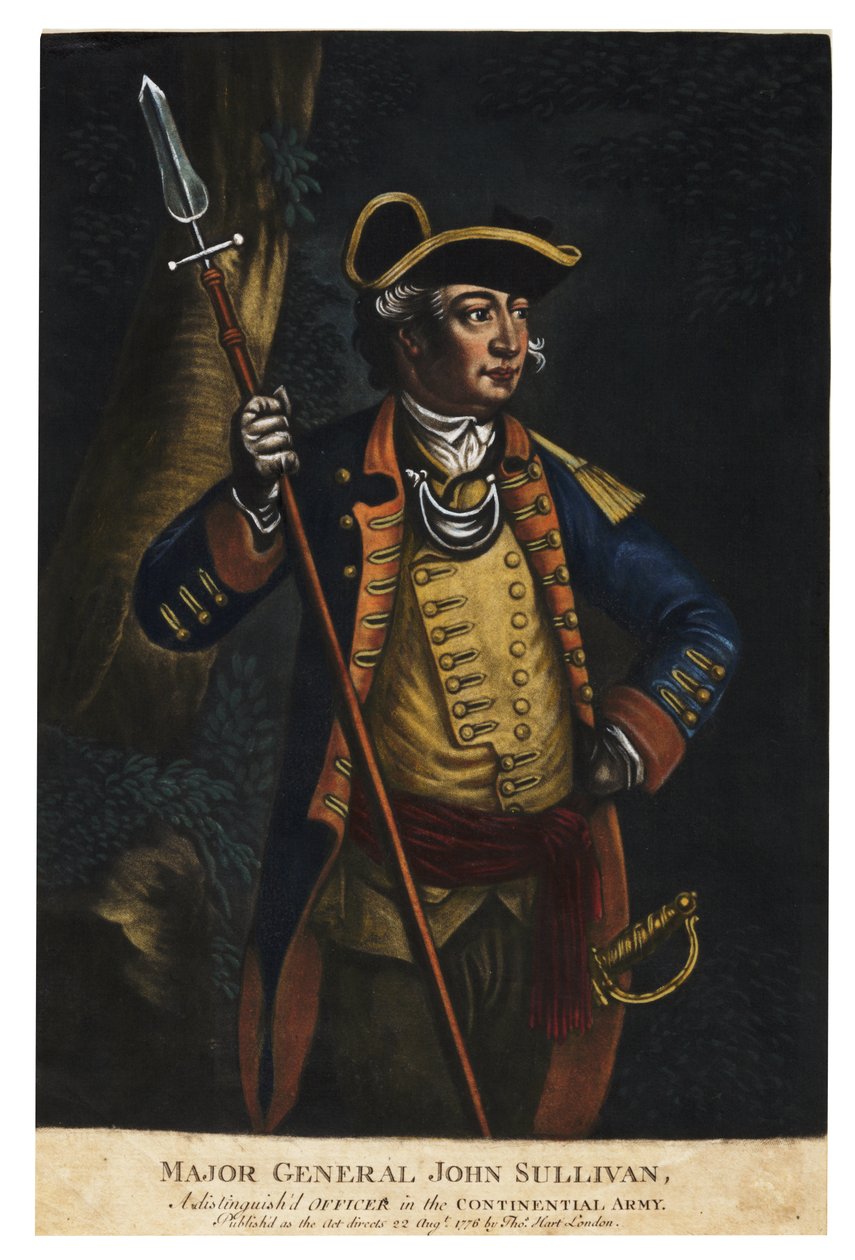 Generálmajor John Sullivan, 1776 (ručně kolorovaná mezzotinta) od English School