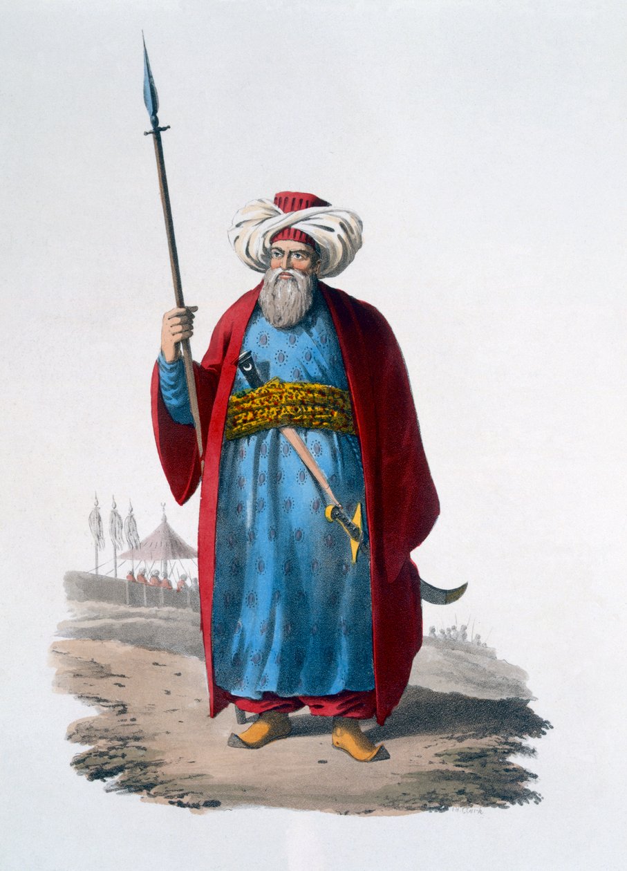 Mameluke Officer, 1818 (barevná akvatinta) od English School