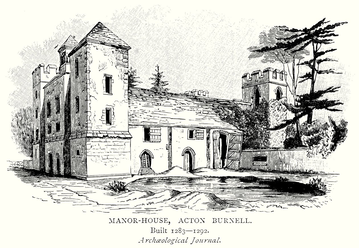 Manor-House, Acton Burnell (rytina) od English School