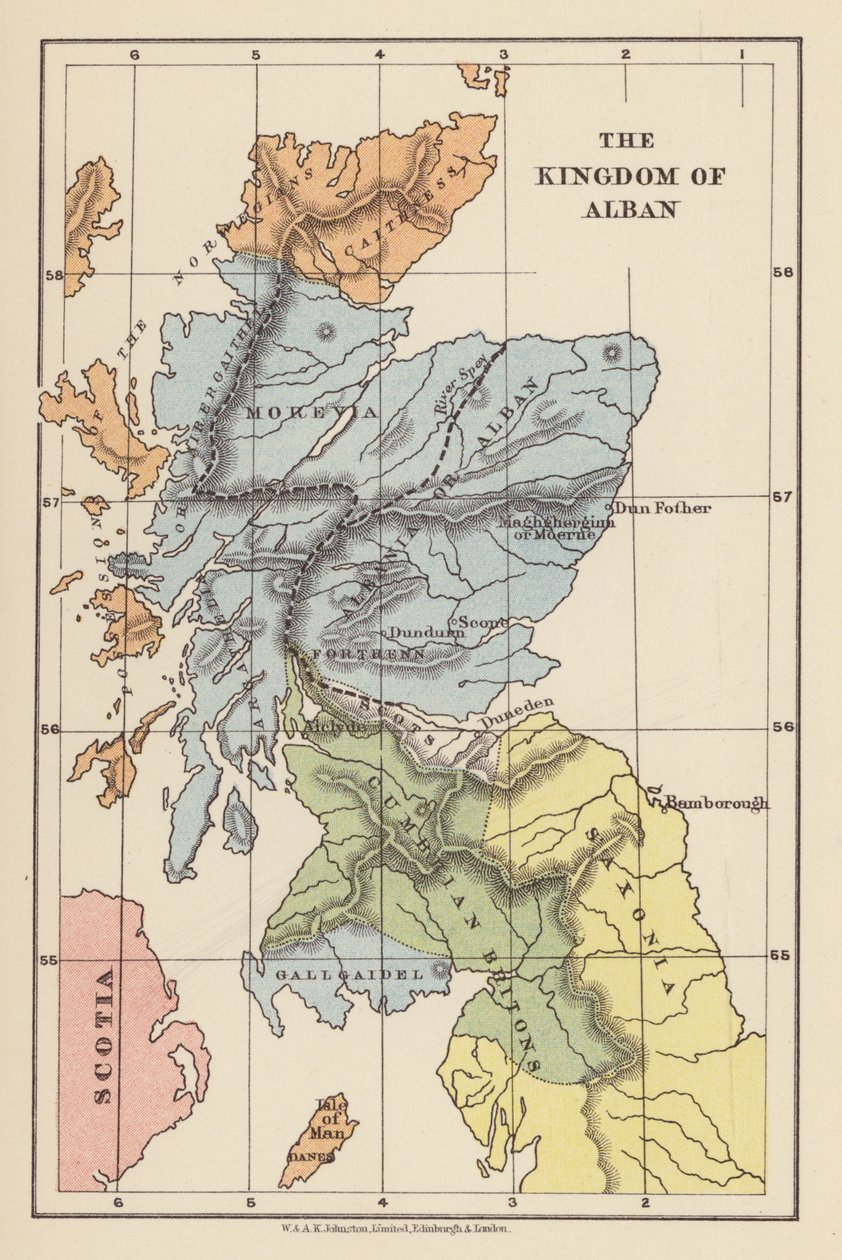 Mapa: Albanského království (barevná litografie) od English School