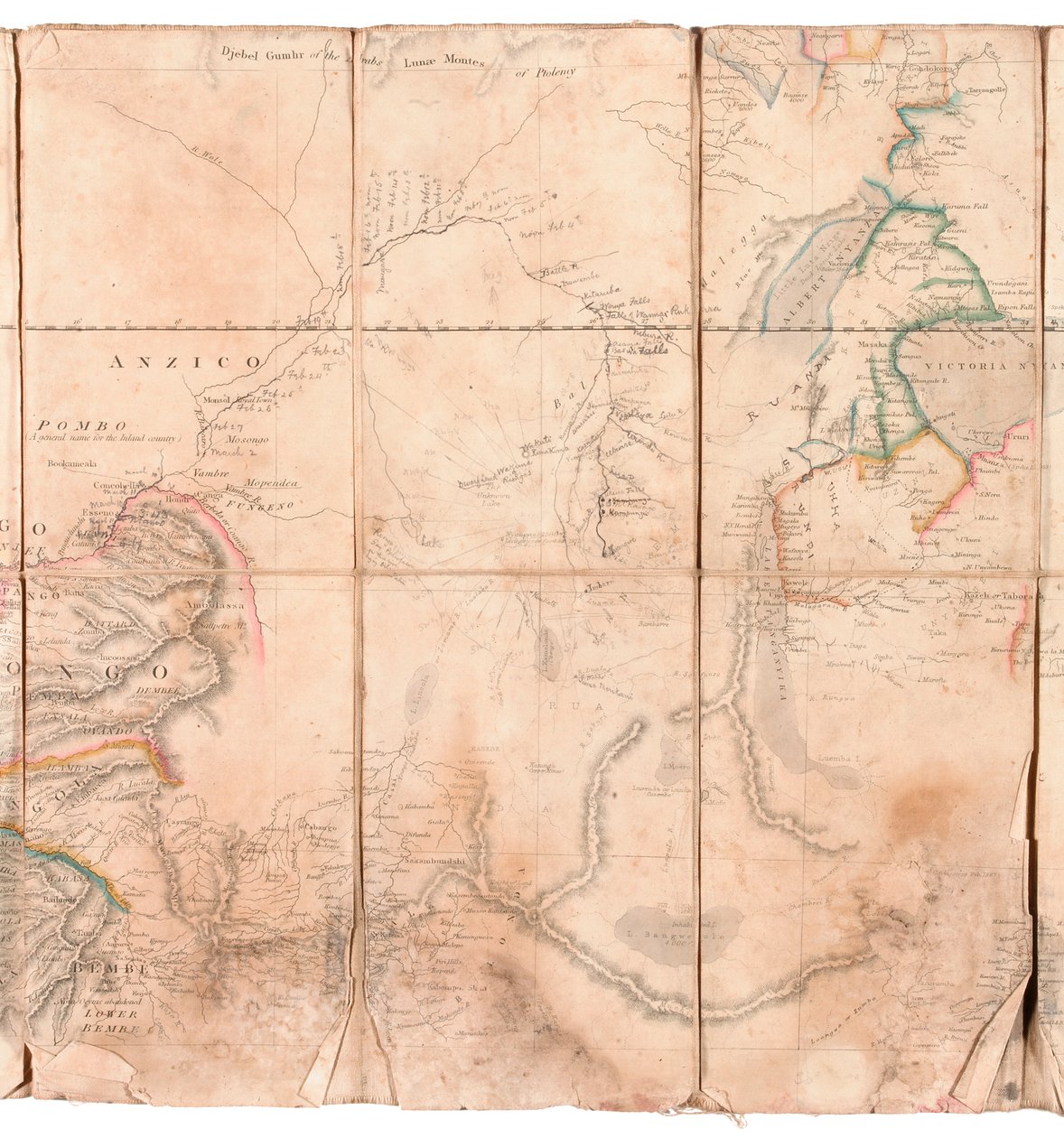 Mapa regionu Kongo, z alba patřícího Henry Morton Stanley od English School