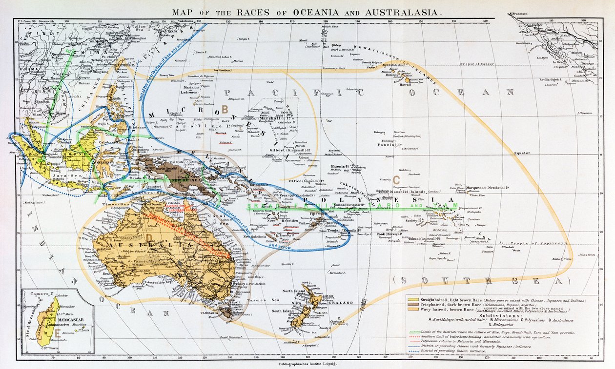 Mapa ras Oceánie a Australasie, z 