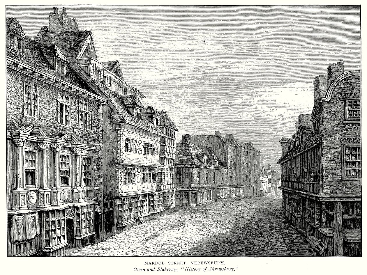 Mardol Street, Shrewsbury (rytina) od English School