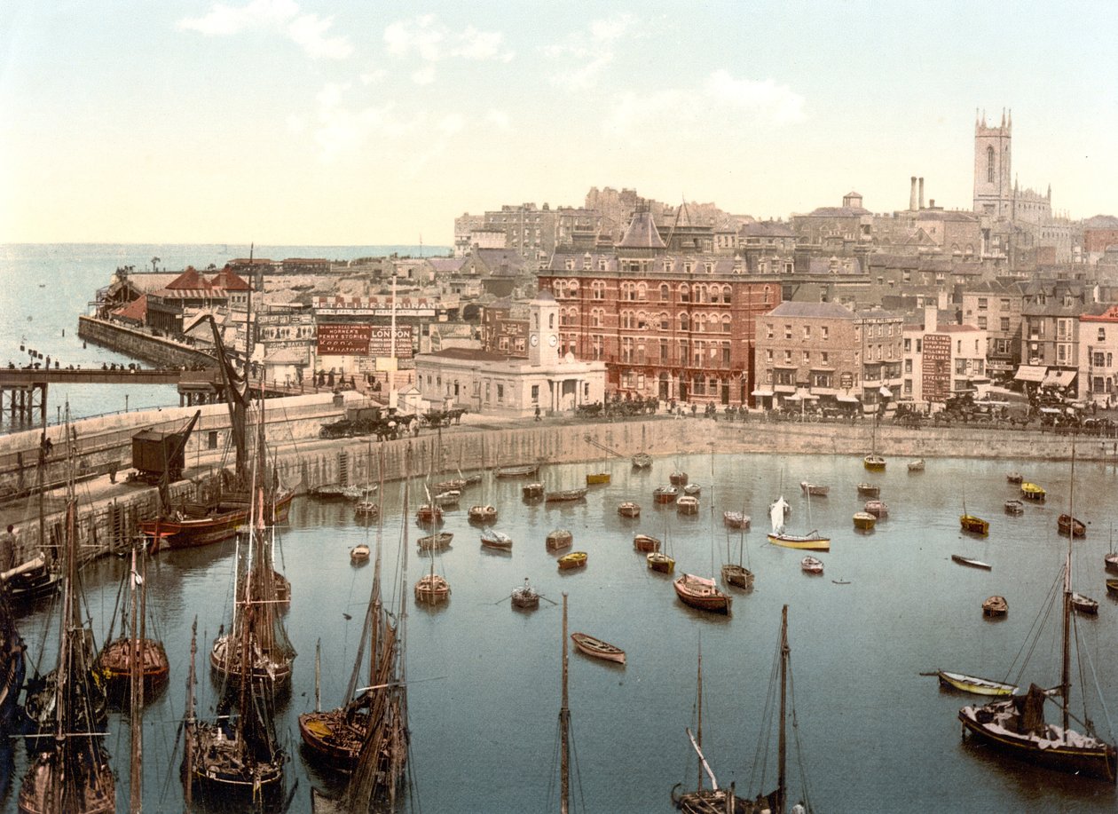 Margate z přístavu (ručně kolorovaná fotografie) od English School