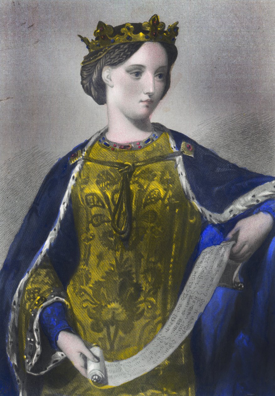 Markétka Francouzská, královna Eduarda I., tisk Henry G. Bohn, Londýn, 1856 od English School