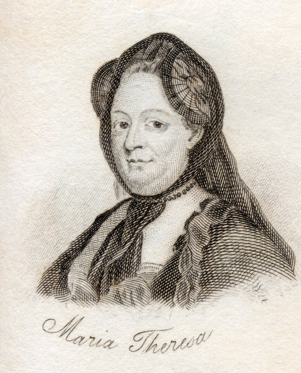 Marie Terezie z „Crabbova historického slovníku“, vydaného v roce 1825 od English School
