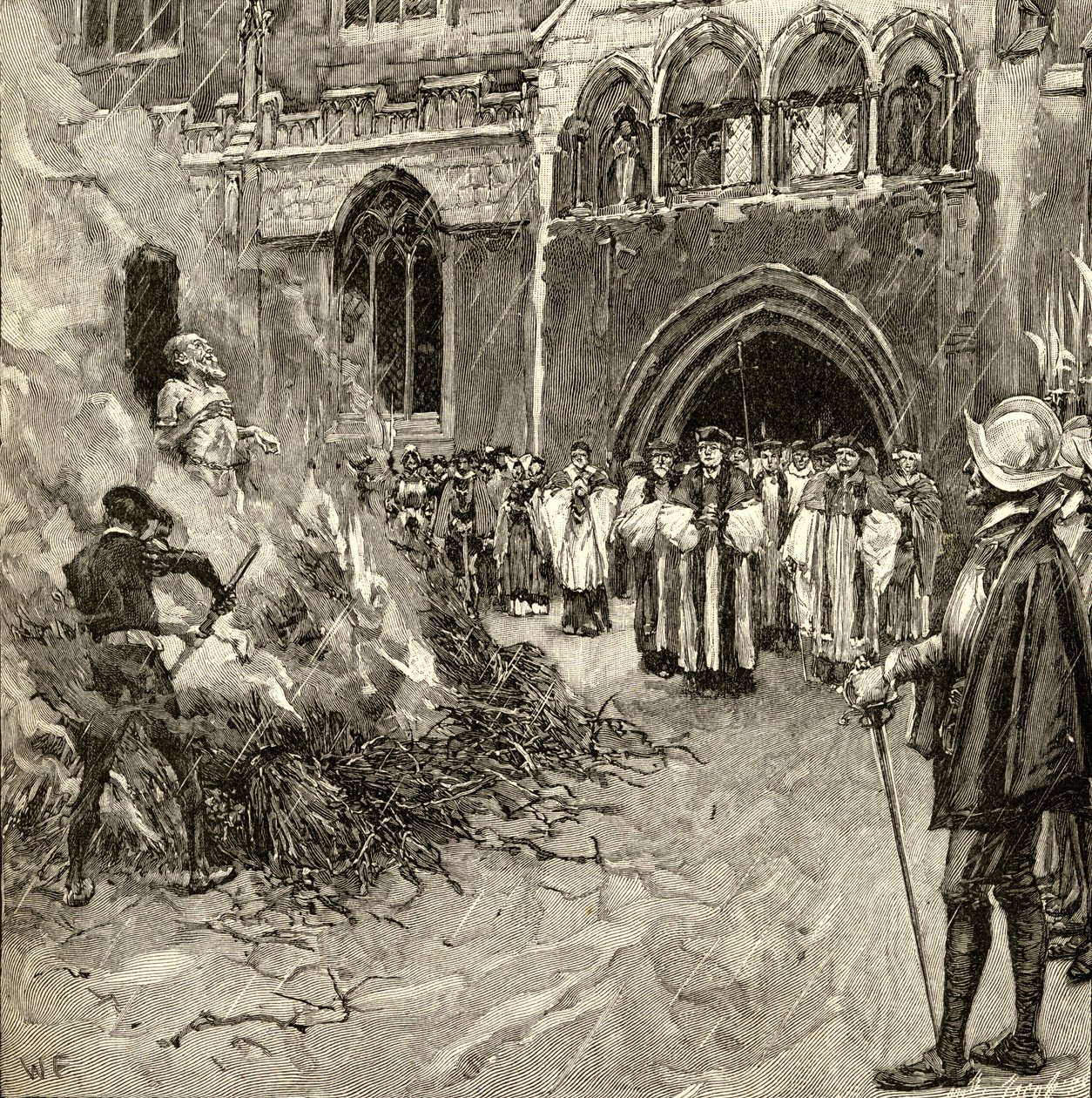 Mučednictví Johna Hoopera (asi 1495-1555) v Gloucesteru od English School