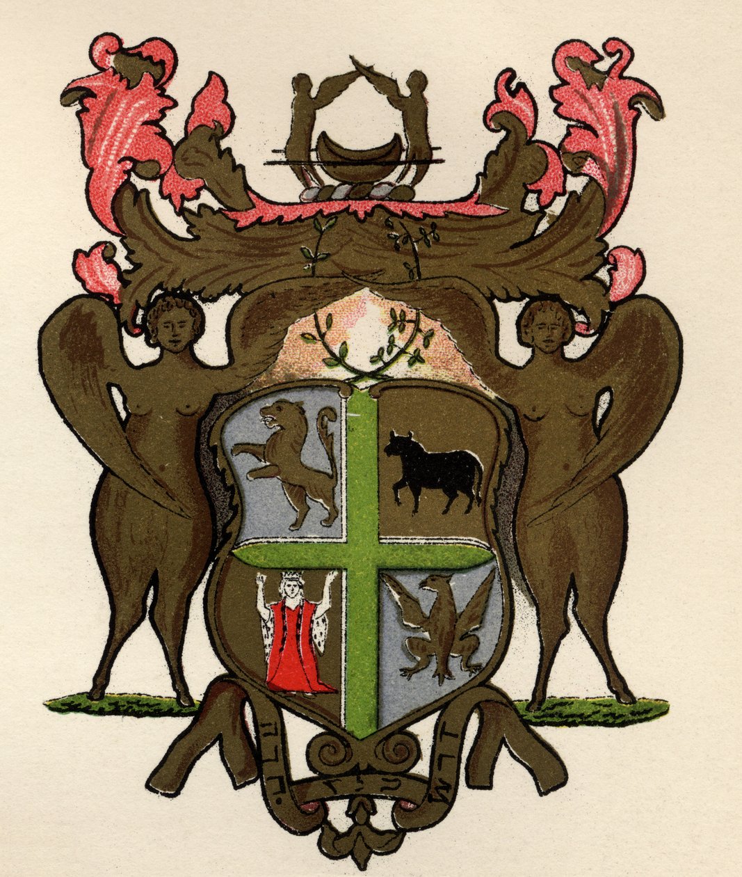 Zednářský prapor ve vlastnictví lóže York, kolem roku 1776, z Historie svobodného zednářství, svazek II, vydaný Thomasem C. Jackem, Londýn, 1883 od English School