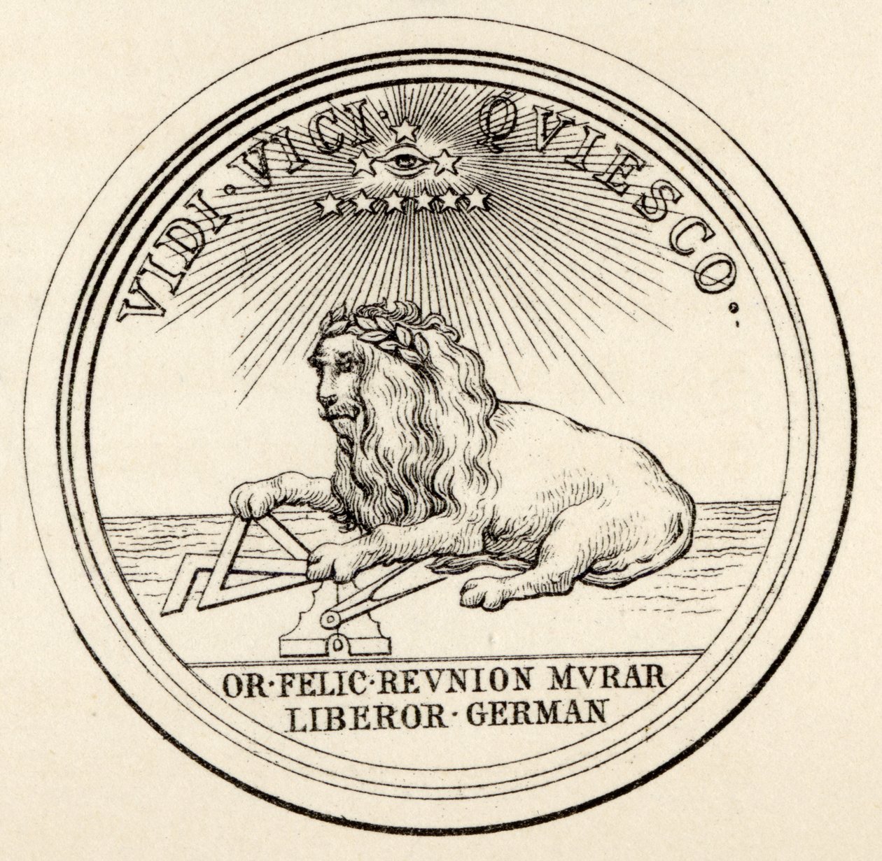 Zednářská pečeť, z knihy "The History of Freemasonry, volume III", kterou vydal Thomas C. Jack, Londýn, 1883. od English School