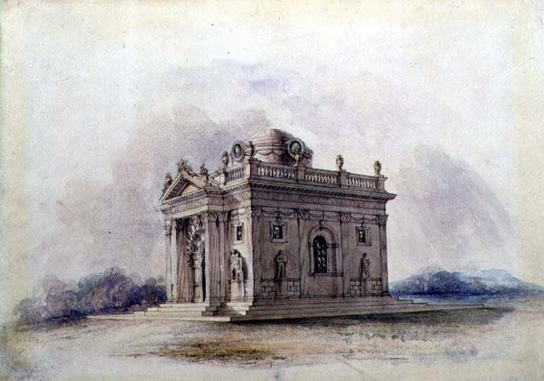 Mausoleum Design, cca 1825 (akvarel na papíře) od English School
