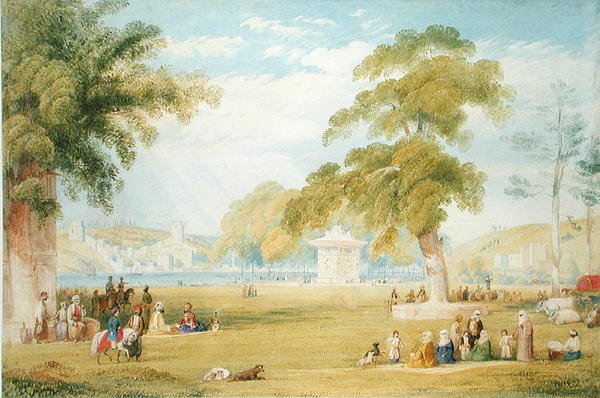 Meadows of the Sweet Waters of Asia (akvarel na papíře) od English School