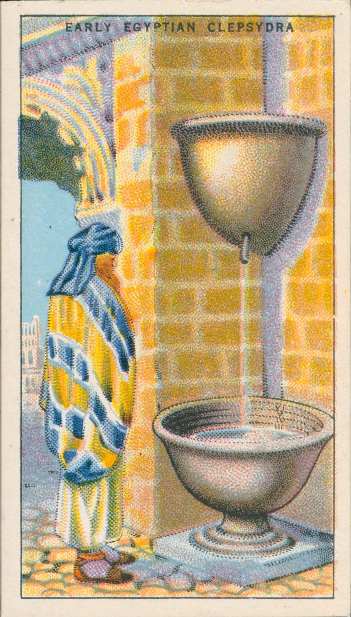 Měření času: Clepsydra (barevná litografie) od English School
