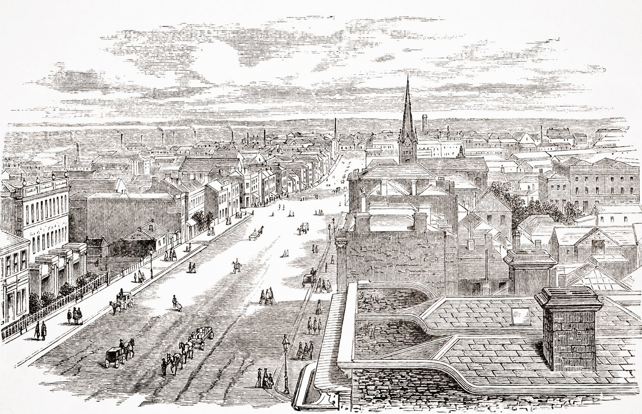 Melbourne, Austrálie, z knihy The Gallery of Geography od Rev. Thomase Milnera, vydané kolem roku 1880. od English School