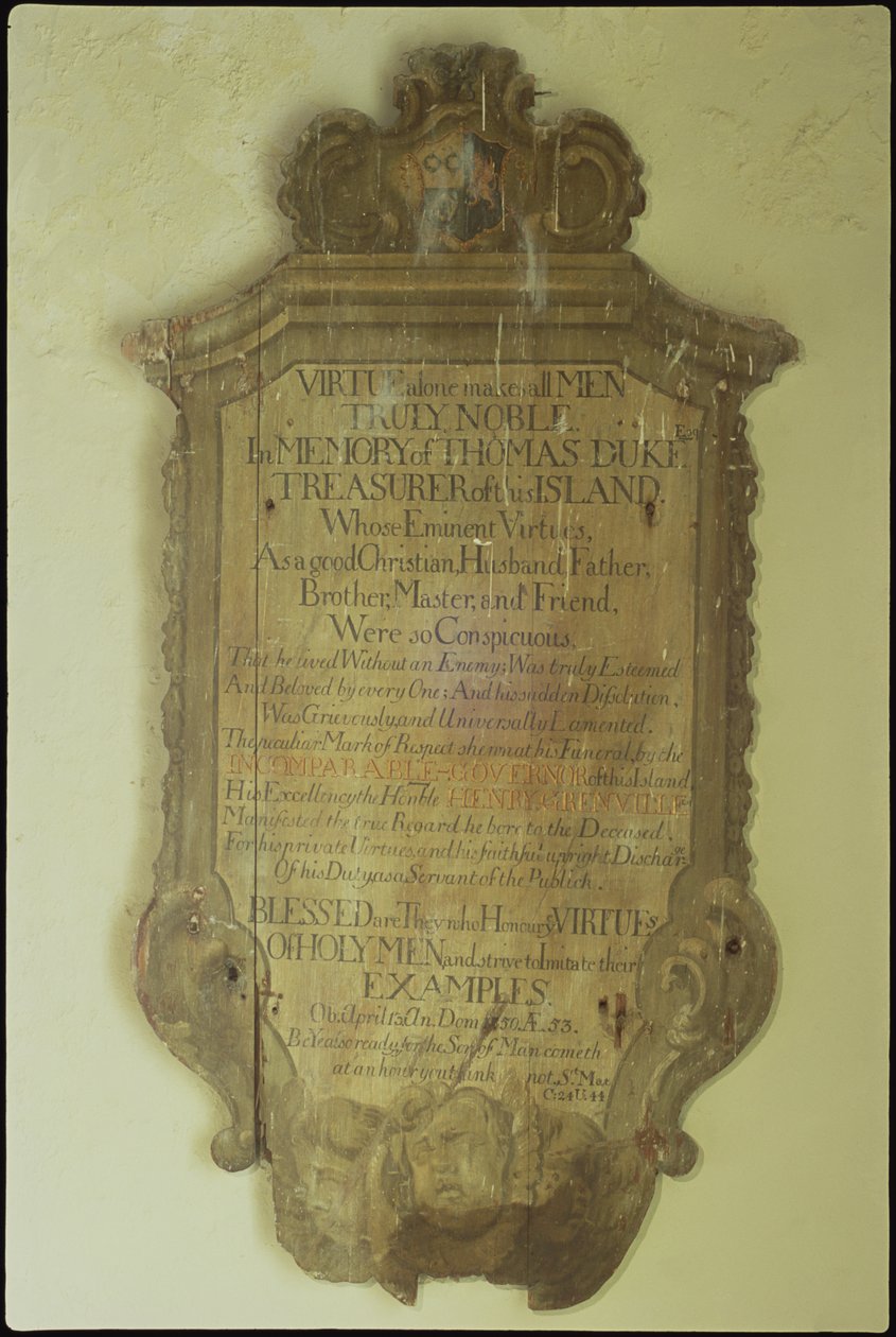 Památník Thomase Duke, 1750 (malované dřevo) od English School