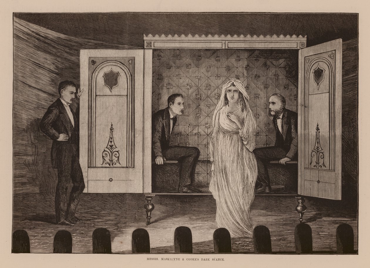 Messrs, Maskelyne and Cookes Dark Seance (rytina) od English School