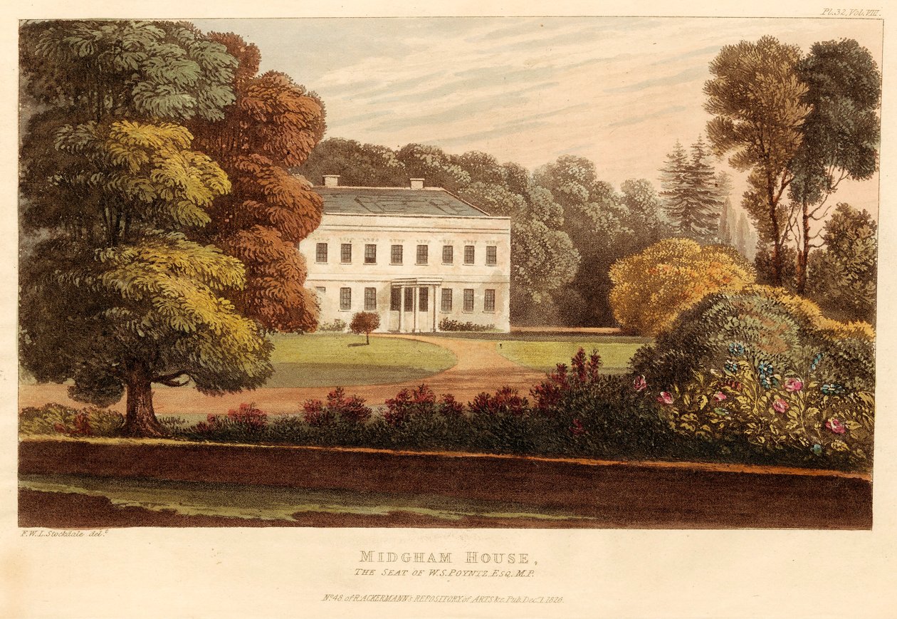 Midgham House, sídlo W.S. Poyntz, Esq., M.P., hospoda. 1826. od English School