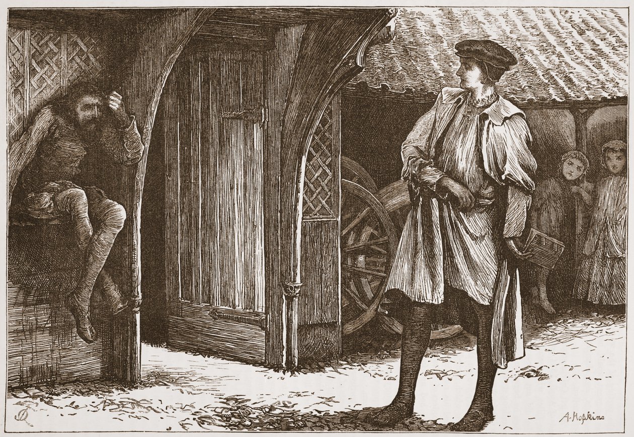 Millon and the Lutheran, ilustrace z Historie protestantismu od Jamese Aitkena Wylie (1808-1890), pub. 1878 od English School