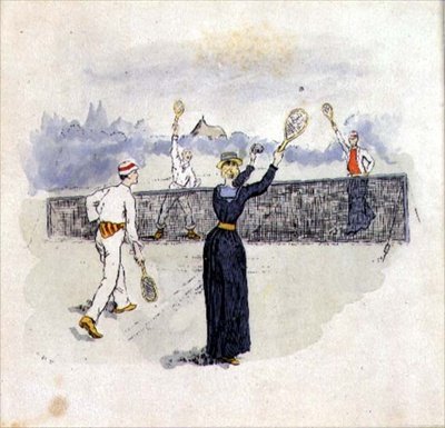 Smíšené čtyřhry (akvarel, pero a inkoust na papíře) od English School