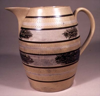 Mocha ware džbán, pravděpodobně vyrobený v Staffordshire, kolem roku 1830 (kamenina) od English School