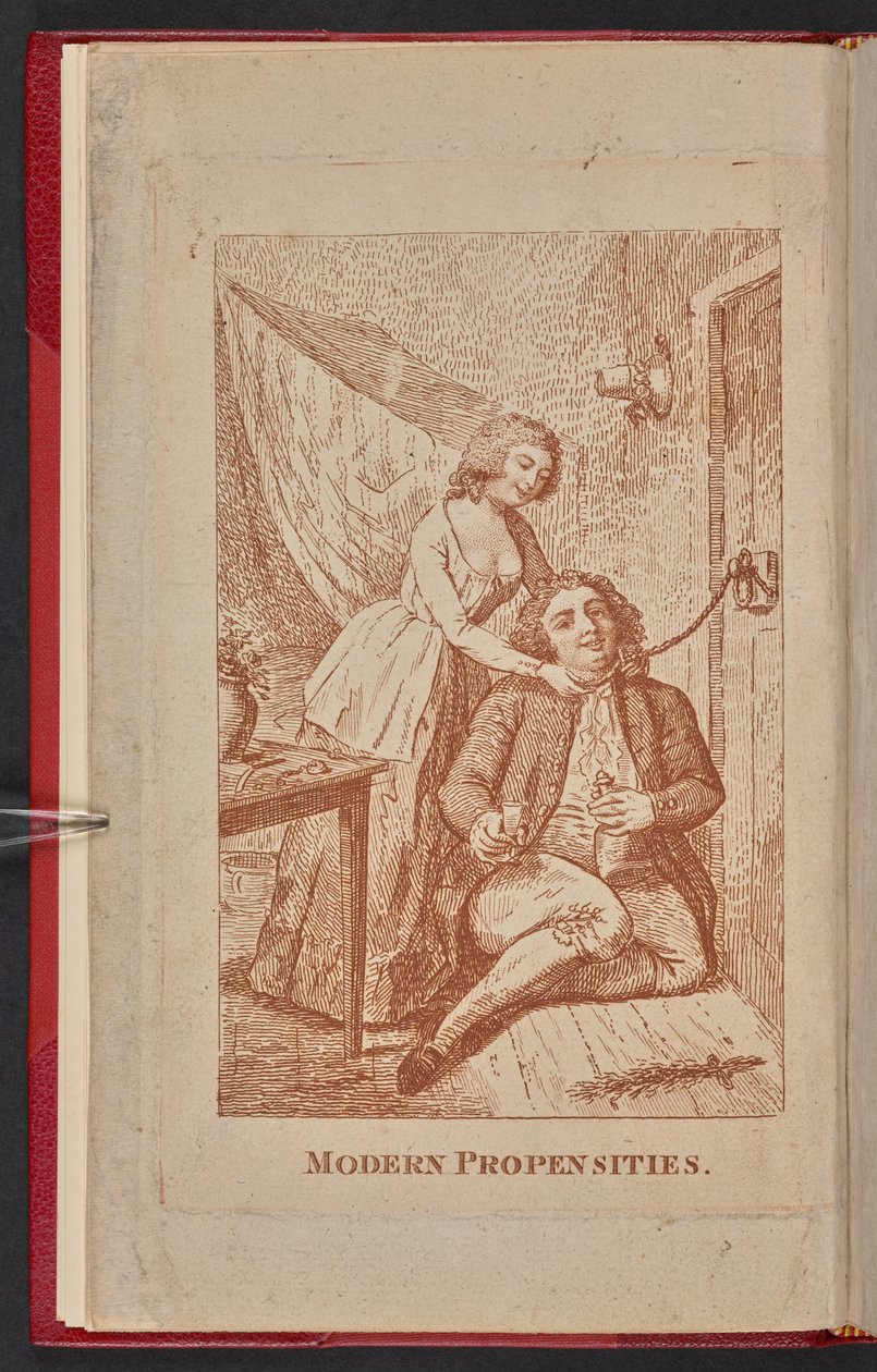 Obálka letáku Modern Propensities 1791, se Susannah Hill a Františkem Kotzwarou (rytina) od English School
