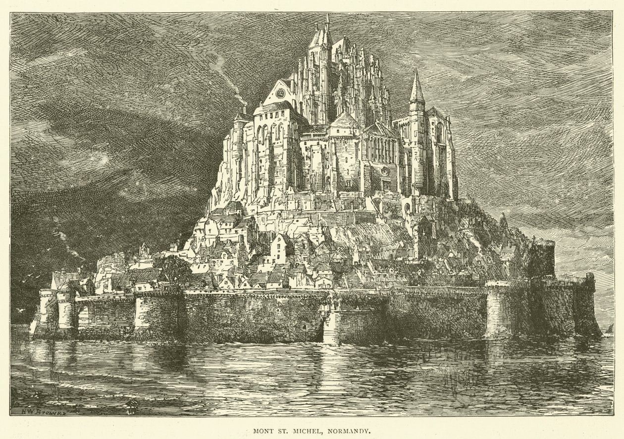 Mont St Michel, Normandie (rytina) od English School
