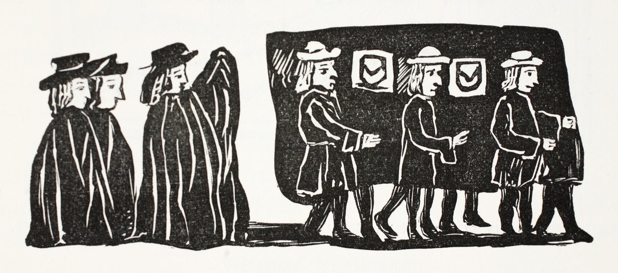 Mother Bunches Funeral, ilustrace z Kapitoly osmnáctého století od Johna Ashtona, pub. 1882 od English School