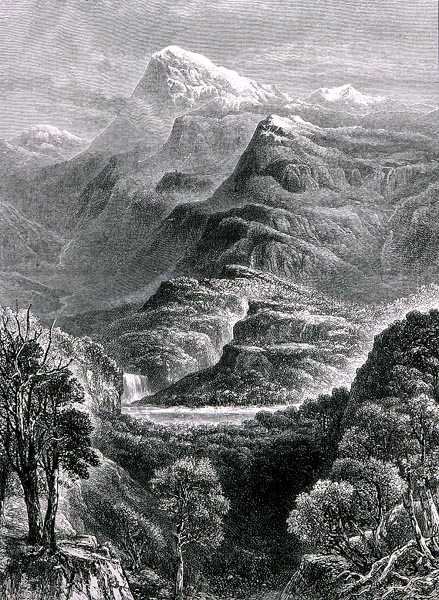 Mount Kosciusko, Nový Jižní Wales, Austrálie, z knihy "Australian Pictures", kterou vydala The Religious Tract Society. od English School