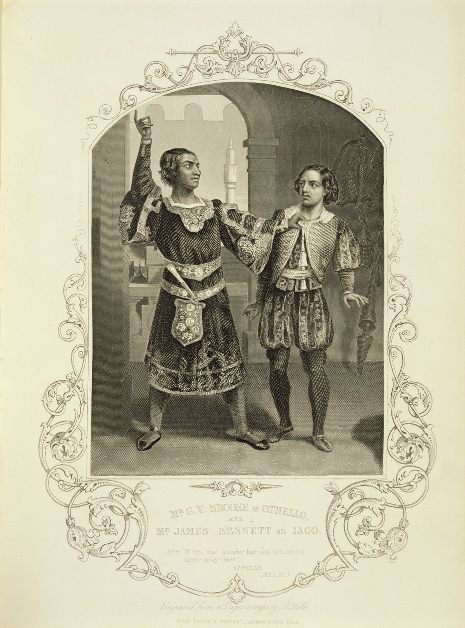 Pan G. V. Brooke jako Othello a James Bennett jako Iago, dějství III, scéna 3, v Othello od Williama Shakespeara (1564-1616) od English School